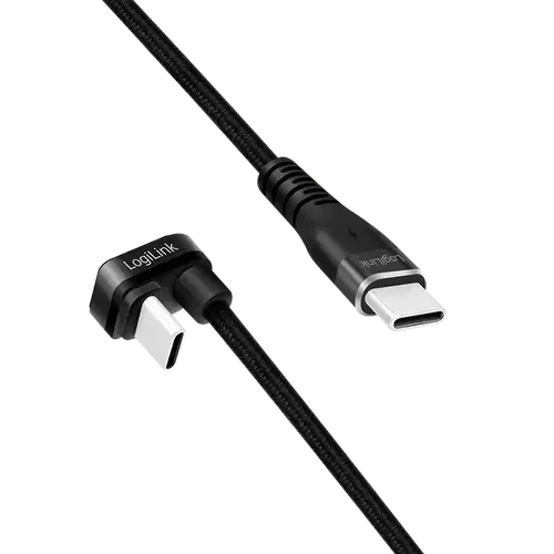 Cablu alimentare si date LOGILINK, pentru smartphone, USB 2.0, USB Type-C (T) la USB Type-C (T) la 180 grade, 3m, Negru
