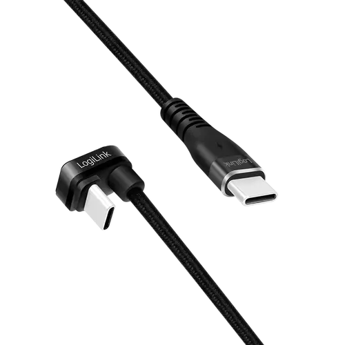 Cablu alimentare si date LOGILINK, pentru smartphone, USB 2.0, USB Type-C (T) la USB Type-C (T) la 180 grade, 3m, Negru