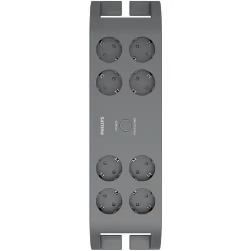 Prelungitor Philips SPN3180A/58, 8 prize cu protectie suprtensiune, 16A, 2m, Gri