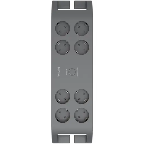 Prelungitor Philips SPN3180A/58, 8 prize cu protectie suprtensiune, 16A, 2m, Gri