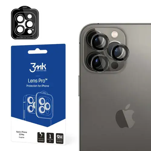 Folie de protectie camera 3mk Lens Protection Pro Graphite pentru iPhone 15 Pro