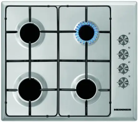 Plita incorporabila Heinner HBH-S584I-IX, Gaz, 4 arzatoare, Aprindere electrica (Inox)