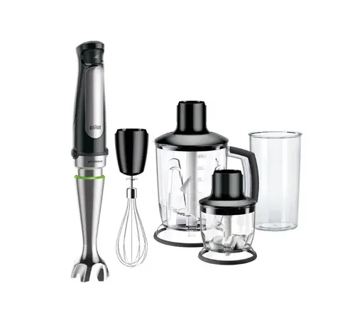 Mixer de mana Braun MultiQuick 7 MQ7045X, Blender/Tocator 1.25 L, Cana gradata 0.6 L, Tocator 0.35 L, Easy SmartSpeed, PowerBell Plus, SplashControl (Negru/Argintiu)