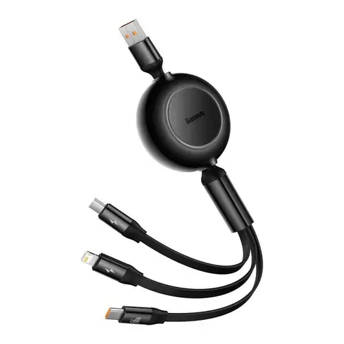 Cablu de date 3 in 1 Baseus Bright Mirror 2, USB - Micro-USB/Lightning/USB Type-C, 66W, 1.1m, Negru