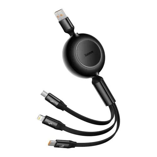 Cablu de date 3 in 1 Baseus Bright Mirror 2, USB - Micro-USB/Lightning/USB Type-C, 66W, 1.1m, Negru