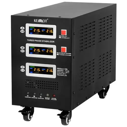 Stabilizator de tensiune cu servomotor KEMOT PROAVR-10K, trifazic, 10KVA, Negru