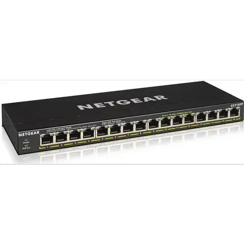 Switch, Netgear, Cu 16 porturi (GS316PP-100EUS), Negru