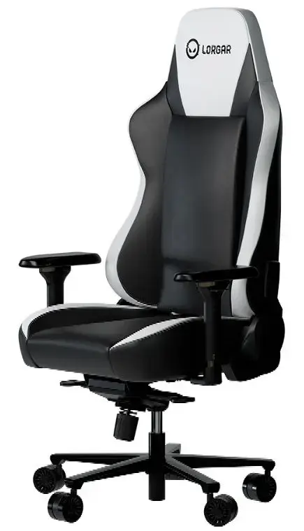 Scaun gaming LORGAR Base 311, reglabil (Negru/Alb)