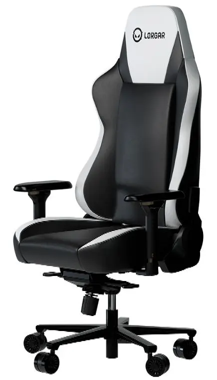 Scaun gaming LORGAR Base 311, reglabil (Negru/Alb)