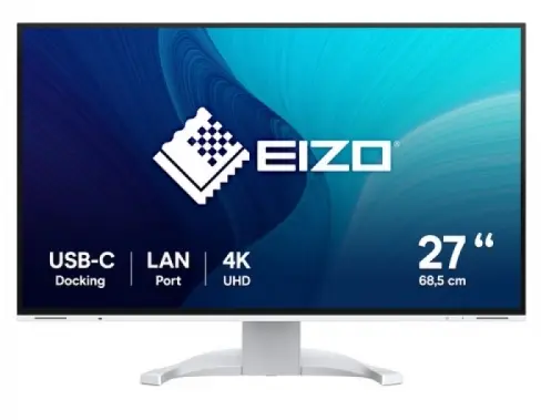 Monitor IPS LED EIZO FlexScan 27inch EV2740X-WT, Ultra HD (3840 x 2160), HDMI, DisplayPort, Boxe, Pivot (Alb)