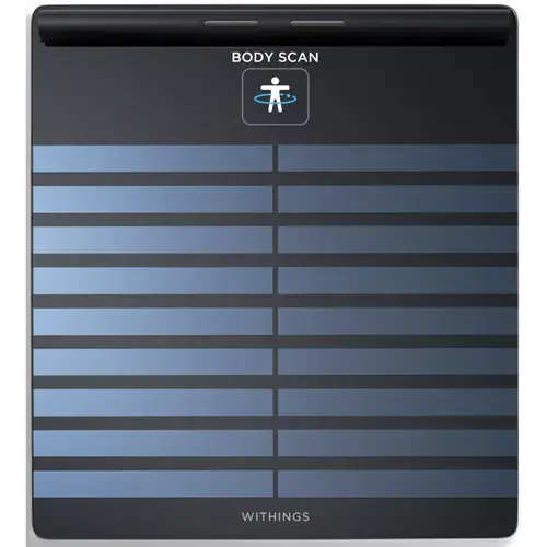 Cantar inteligent Withings Body Scan, Tehnologie Position Control, Baterie li-ion reincarcabila, 4 senzori de greutate, Negru