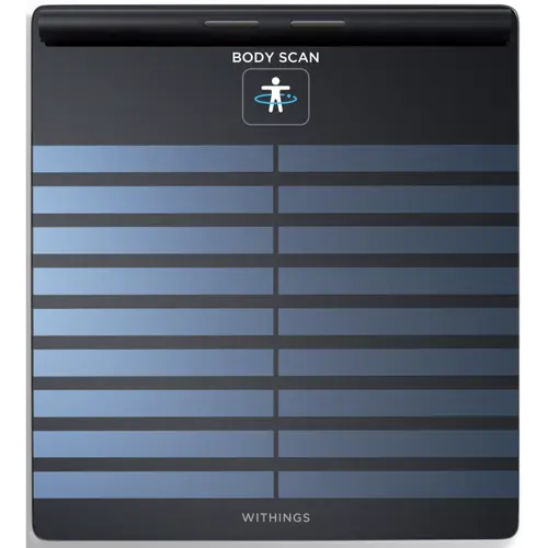 Cantar inteligent Withings Body Scan, Tehnologie Position Control, Baterie li-ion reincarcabila, 4 senzori de greutate, Negru