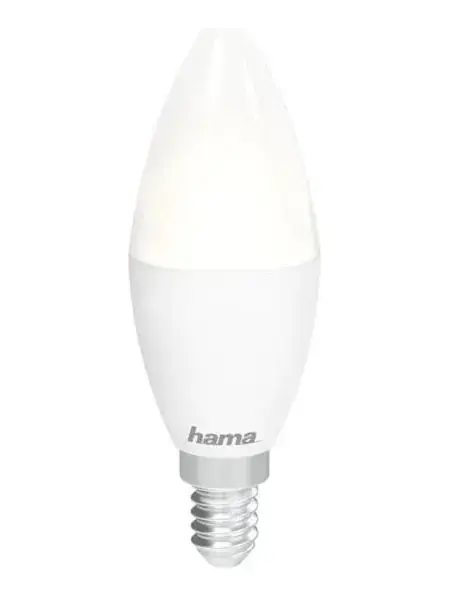Bec LED Smart Hama 176586, Control Vocal/Aplicatie, E14, 470 lm, 5.5W, Clasa F (Alb)