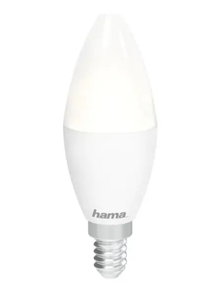 Bec LED Smart Hama 176586, Control Vocal/Aplicatie, E14, 470 lm, 5.5W, Clasa F (Alb)