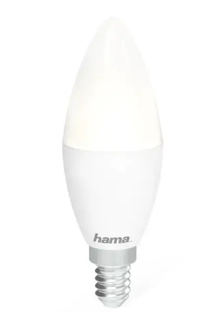 Bec LED Smart Hama 176583, Control Vocal/Aplicatie, E14, 5.5W, Clasa F (Alb)