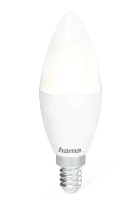 Bec LED Smart Hama 176583, Control Vocal/Aplicatie, E14, 5.5W, Clasa F (Alb)