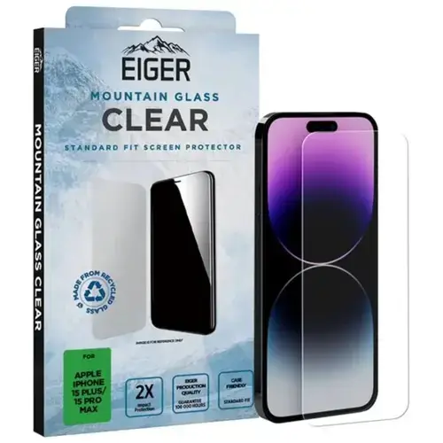 Folie Eiger Sticla 2.5D Mountain Glass pentru Apple iPhone 15 Plus / 15 Pro Max (Trasparent)