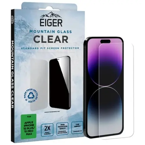 Folie Eiger Sticla 2.5D Mountain Glass pentru Apple iPhone 15 Plus / 15 Pro Max (Trasparent)