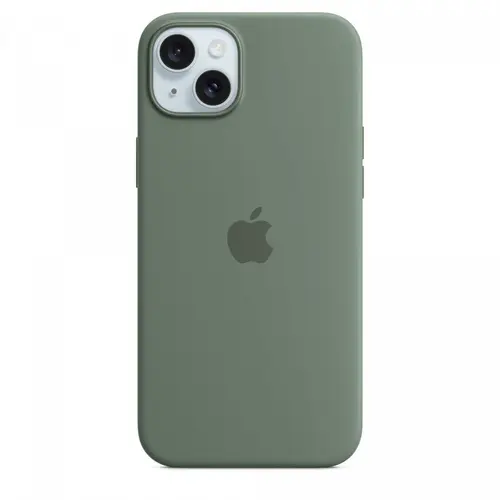 Husa protectie spate Apple Silicone Case MagSafe pentru Apple iPhone 15 Plus (Verde inchis)