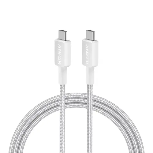Cablu Anker 322 USB-C la USB-C, 60W, 0.9 metri, Alb