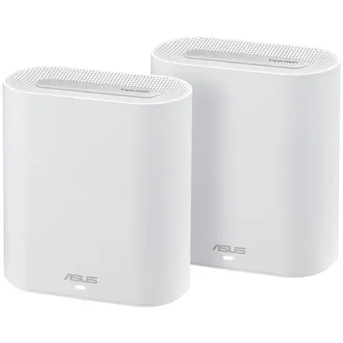 Sistem Wi-Fi Mesh Business ASUS ExpertWiFi EBM68 2PK, AX7800, Tri-Band, Quad-Core 1.7GHz CPU, 256MB/1GB Flash/RAM, 2.5G port, OFDMA, Beamforming, 8 SSIDs, guest portal customizat, Commercial-Grade Network Security & VPN, AiMesh, montare perete