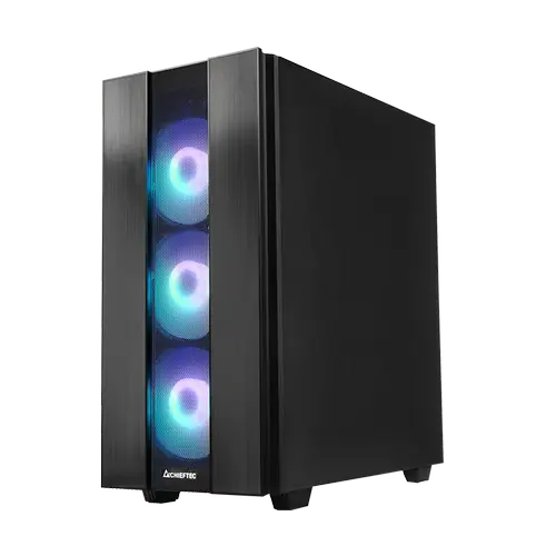 Carcasa Chieftec Middle Tower, ATX fara sursa, sticla securizata, 4xfan ARGB, USB 3.2 gen 1 x 1, USB Type-C x 1, Jack 3.5 mm, HUB, fan controller