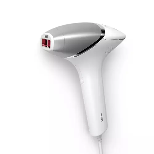 Epilator IPL Philips Lumea Seria 8000 BRI940/00, Senzor Smartskin, tehnologie SenseIQ, conectare la aplicatie, utilizare cu fir, 450.000 impusuri, accesoriu corp (Alb/Argintiu)