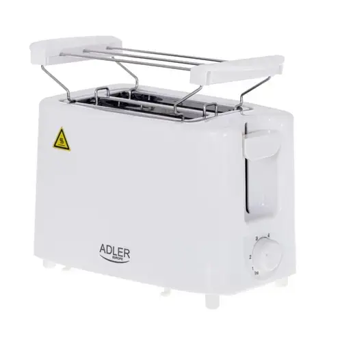 Toaster de paine ADLER AD 3223, 900W, doua felii, 6 nivele, Incalzire, Alb