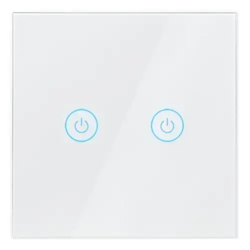 Intrerupator inteligent LogiLink SH0125, Wi-Fi, 2 butoane, touch control, indicator LED, compatibil TUYA Amazon Alexa/Google Home, sticla, Alb