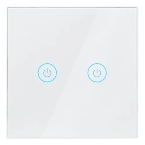 Intrerupator inteligent LogiLink SH0125, Wi-Fi, 2 butoane, touch control, indicator LED, compatibil TUYA Amazon Alexa/Google Home, sticla, Alb