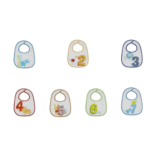 Set 7 bavete Lorelli, small, bumbac, inchidere cu arici, Boy