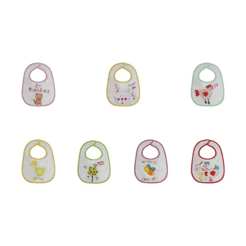 Set 7 bavete Lorelli, small, bumbac, inchidere cu arici, Girl