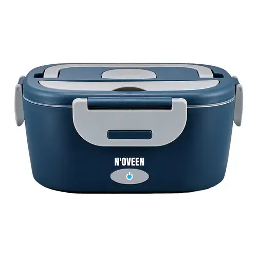 Cutie electrica pentru incalzirea pranzului NOVEEN LB745 City, inox, 3 surse de alimentare, Albastru