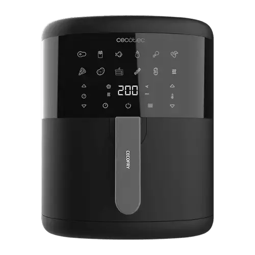 Friteuza cu aer cald fara ulei Cecotec Bombastik 6000, 1700W, 6L, Control tactil, 12 programe presetate, Negru