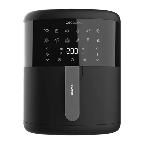 Friteuza cu aer cald fara ulei Cecotec Bombastik 6000, 1700W, 6L, Control tactil, 12 programe presetate, Negru