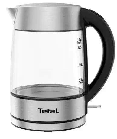 Fierbator apa TEFAL Glass KI772D38, 1.7 L, 2200 W (Argintiu/Negru)