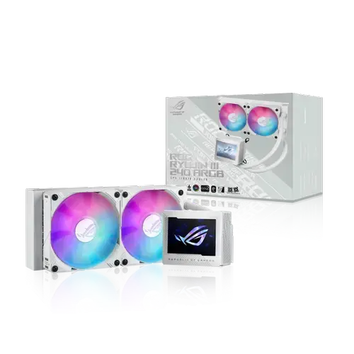 COOLER CPU AIO ASUS ROG RYUJIN III 240 ARGB, 2x 120mm, Racire cu lichid, Ecran LCD 3.5inch (Alb)