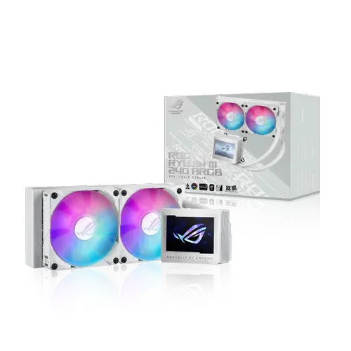 COOLER CPU AIO ASUS ROG RYUJIN III 240 ARGB, 2x 120mm, Racire cu lichid, Ecran LCD 3.5inch (Alb)
