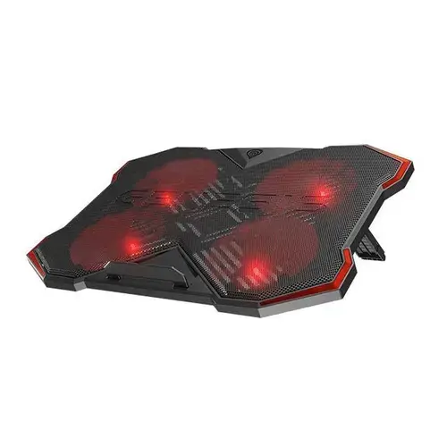 Cooler laptop Genesis Oxid 260, 4 ventilatoare, Lumina LED, 2 USB, Negru/Rosu