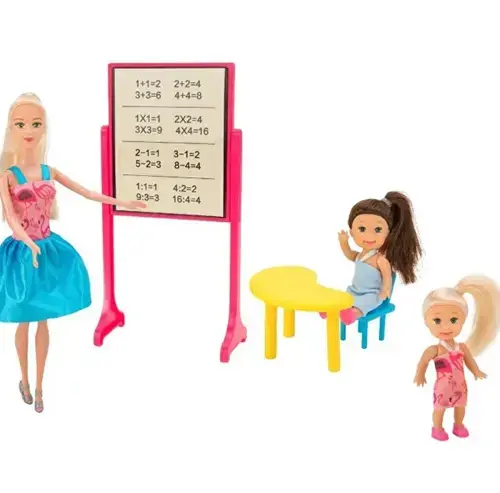 Set Globo Bimbo - Trei papusi la scoala sau la veterinar cu accesorii