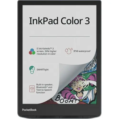 eBook Reader PocketBook Inkpad Color 3, Ecran E-Ink 7.8inch, 300ppi, 1GB RAM, 32GB Flash, Linux, Wi-Fi, Bluetooth (Negru)