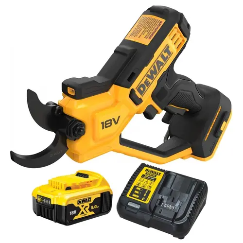 Foarfeca pentru taiat vie si crengi pe acumulator DCMPP568P1, diametru taiere maxim 38 mm, 18V/1x5.0 Ah Dewalt