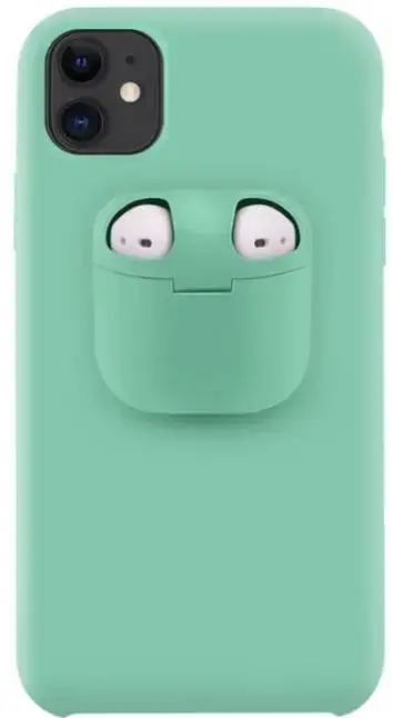 Protectie spate Lemontti Liquid Silicone EDA00159401H cu Apple AirPods Case pentru iPhone 11 (Verde deschis)