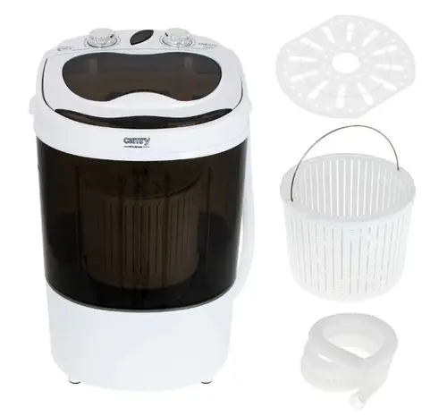 Mini masina de spalat rufe cu centrifuga Camry CR 8054, Capacitate 3 kg, Semiautomata (Alb/Negru)