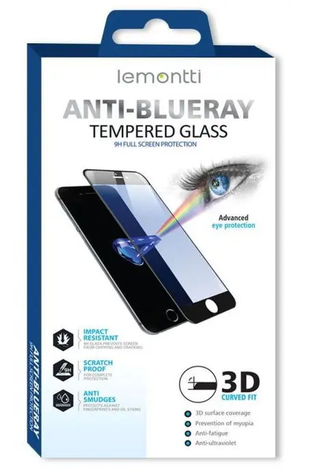 Folie sticla Lemontti Full Fit Anti-BlueRay pentru Apple iPhone 14 Pro (Negru)