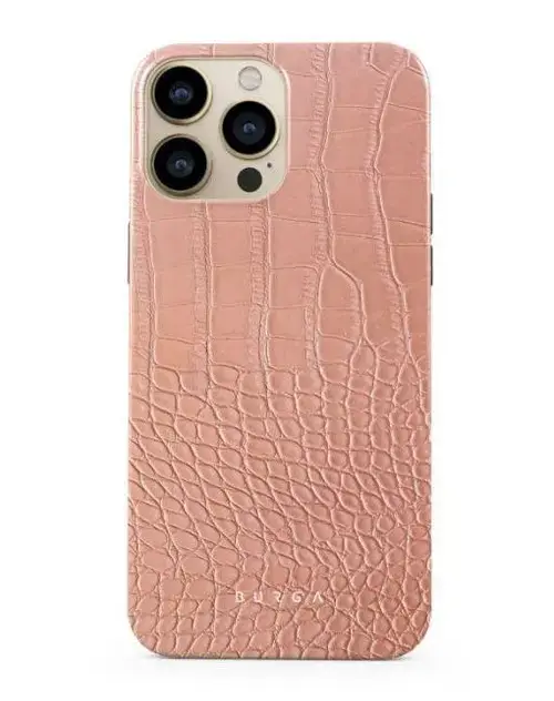 Protectie Spate Burga Dual Layer Pink Croco pentru Apple iPhone 13 Pro (Roz)