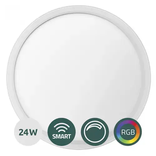 Plafoniera LED Smart Samus SLP420-2880LM-24W-3000/4000/6500K+RGB+DIMMER, 24 W, 2880 LM, Clasa energetica E, Durata de viata 25000h, Functie RGB, Alb