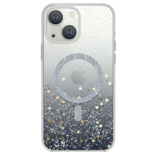 Husa Devia Shiny Series Original Design Magnetic compatibila cu iPhone 15, Transparent / Negru
