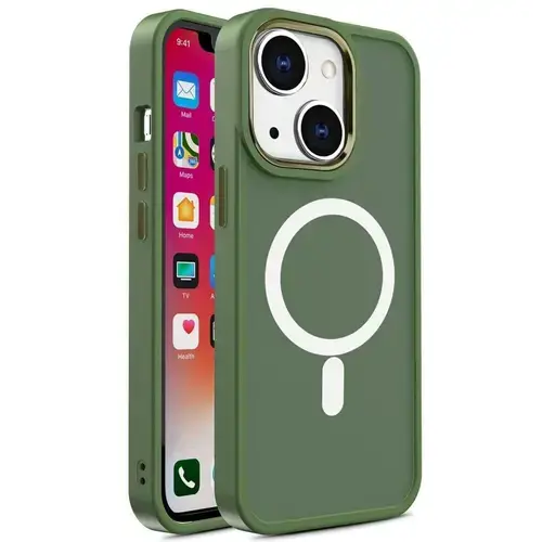 Husa Lemontti Color Matte MagSafe compatibila cu iPhone 15, Verde