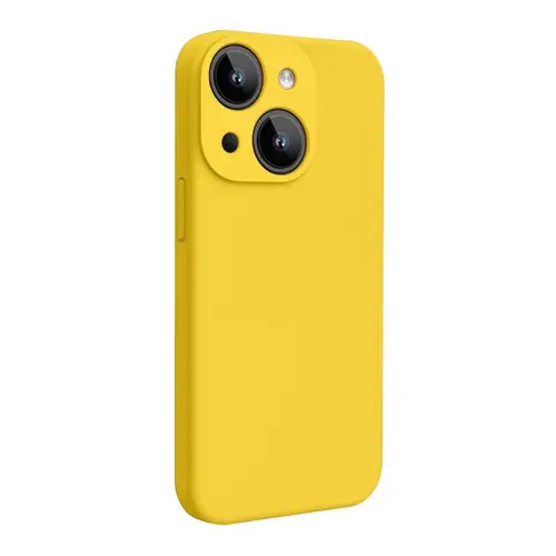 Husa Lemontti Liquid Silicon MagCharge compatibila cu iPhone 15, Galben, protectie 360 grade, material fin, captusit cu microfibra